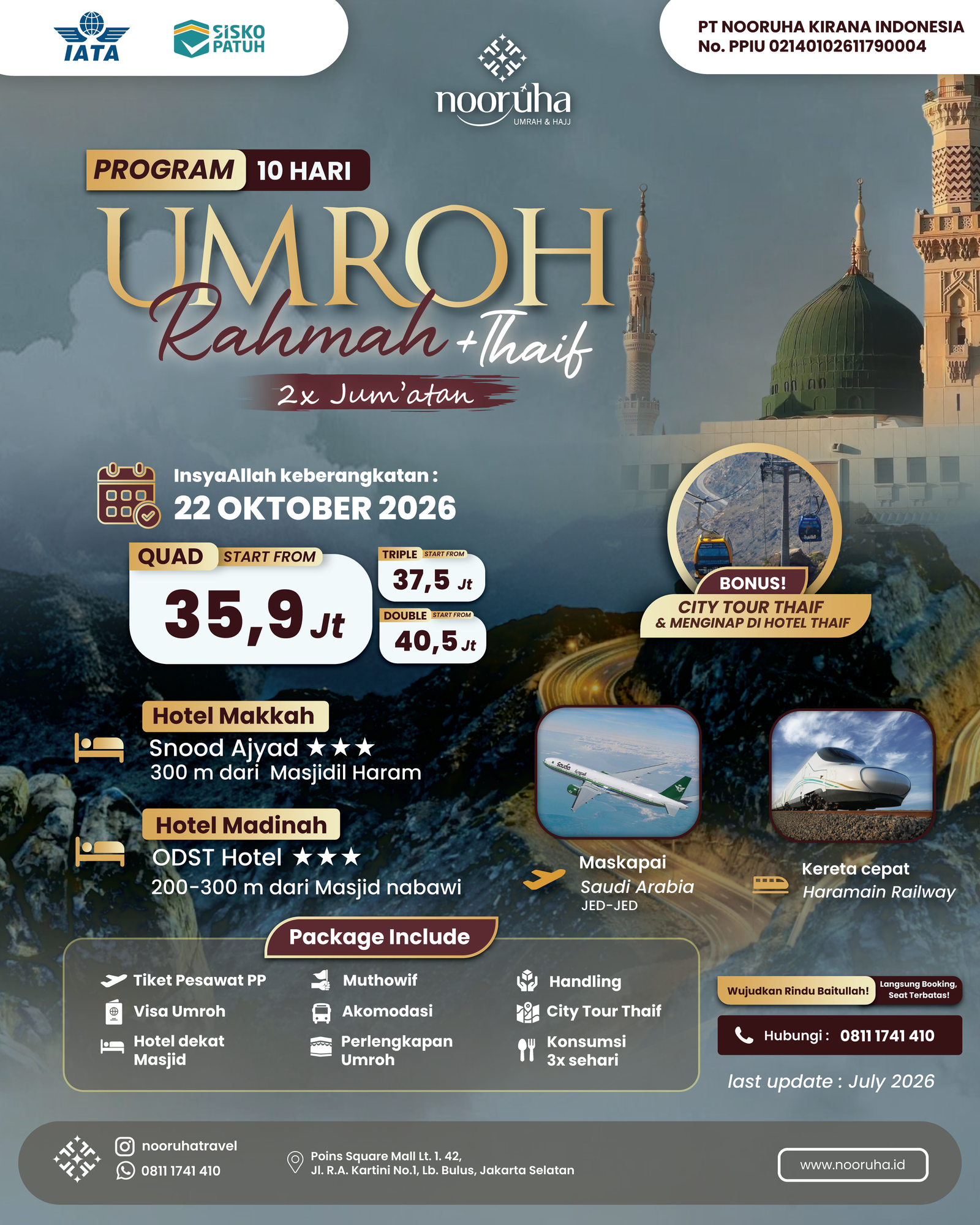 Umroh + Thaif Okt 2026