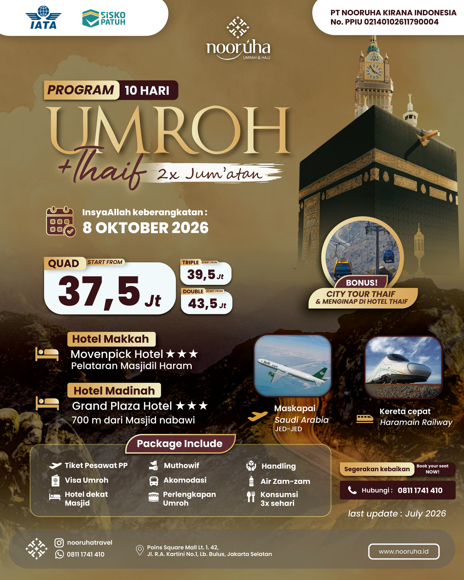 Umroh + Thaif Okt 2026