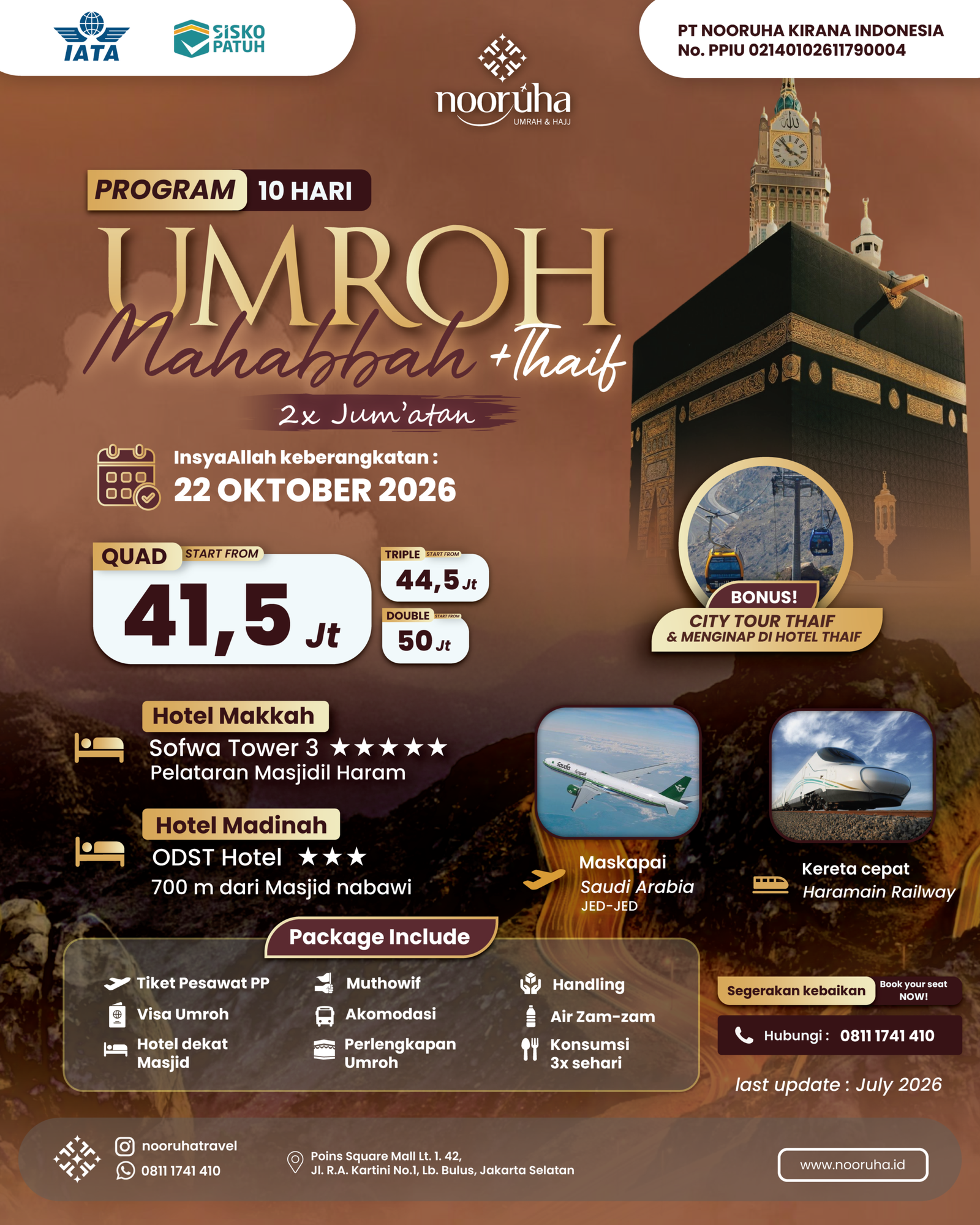 Umroh + Thaif Okt 2026